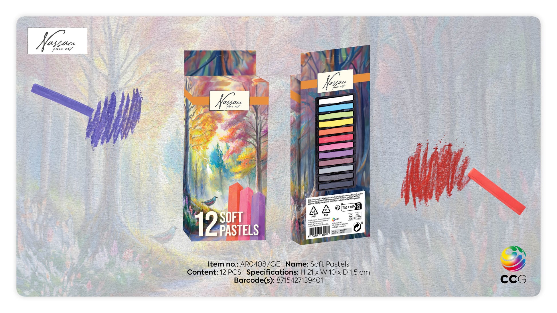 Pastelkrijt Nassau Fine Art Zacht 12 Stuks Assorti - 3