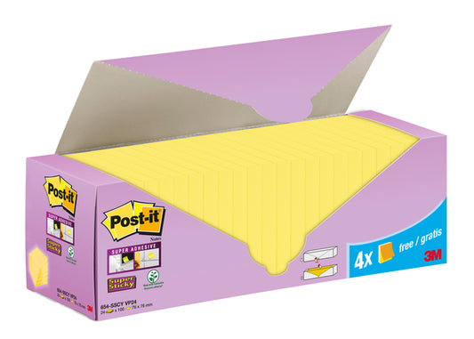 Post-it memoblok 76x76mm, geel, 90 vellen