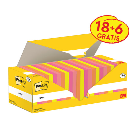 Post-it memoblok 76x76mm, kleurassortiment, 90 vellen