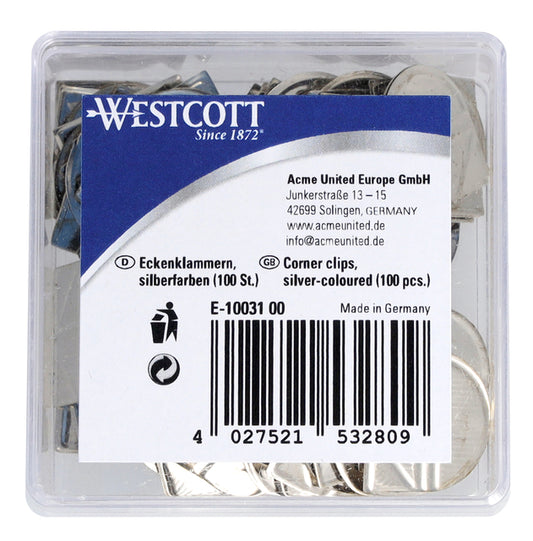 Westcott aluminium hoekclips zilverkleurig