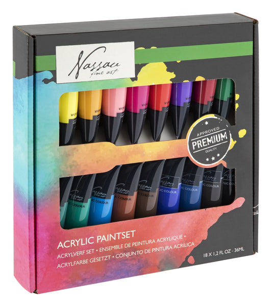 Acrylverf Nassau Fine Art doos 18 tubes van 36 ml
