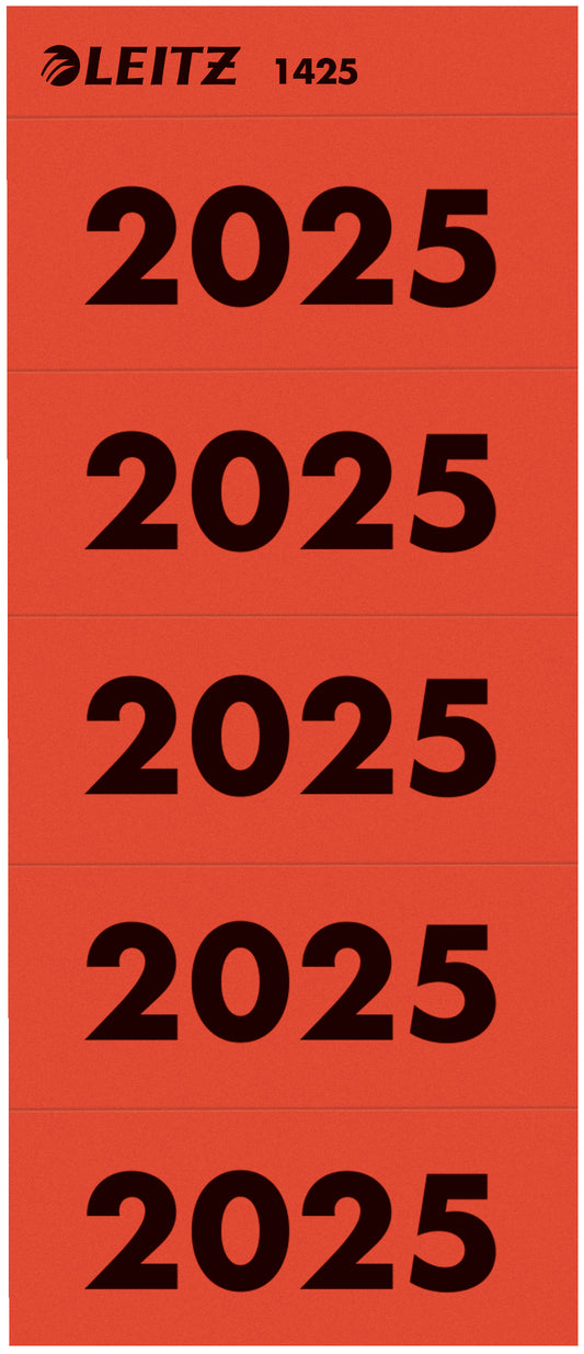 Leitz Jaartal Etiket 2025 Rood, 100 Stuks
