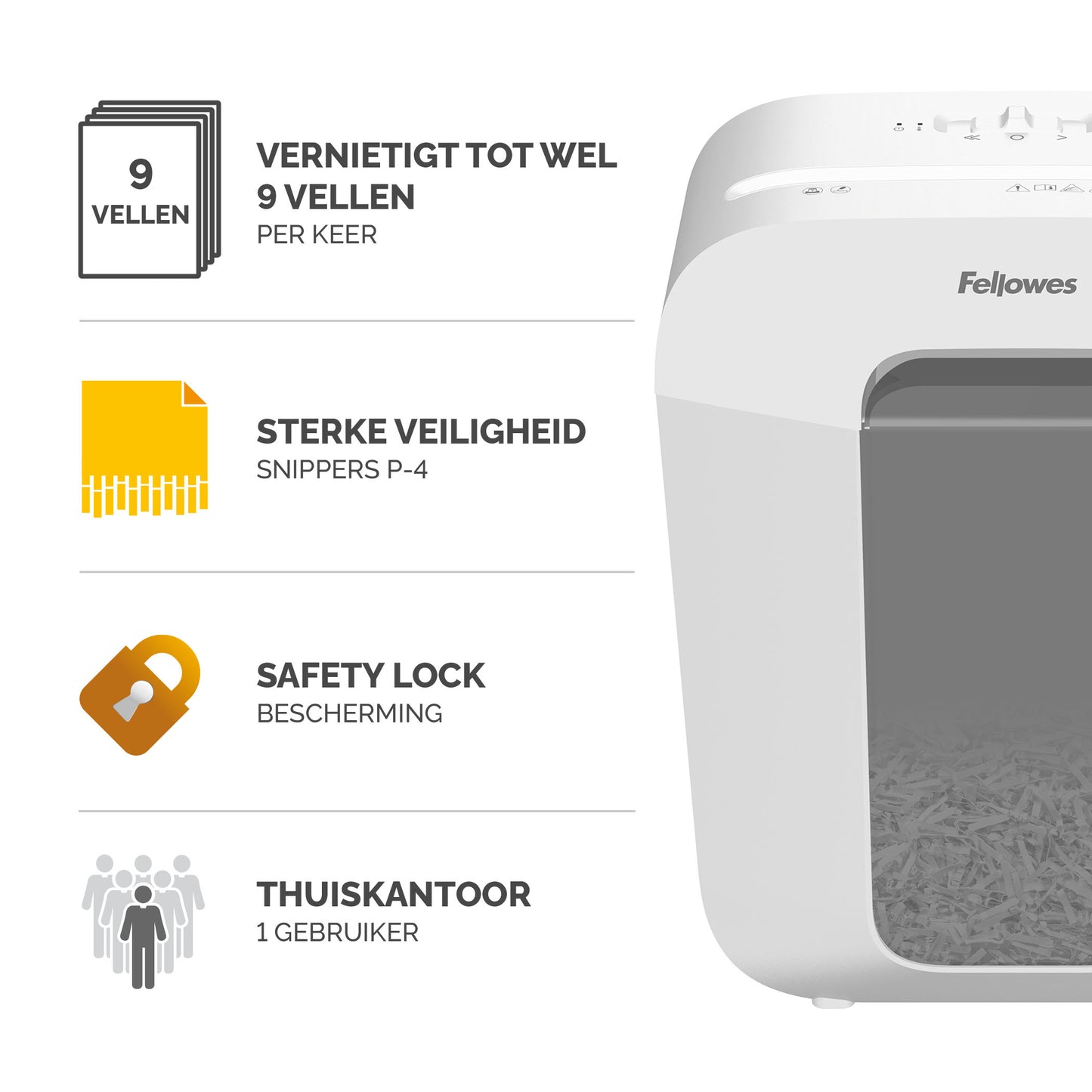 Fellowes LX50 4x37mm cross-cut papiervernietiger, wit - 3
