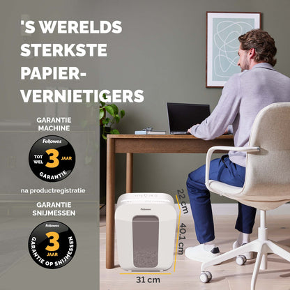 Fellowes LX50 4x37mm cross-cut papiervernietiger, wit - 7