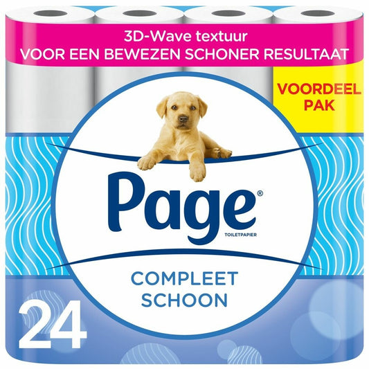 Page Compleet Schoon Vochtig 2-laags Toiletpapier, 140 vel, 24 rollen