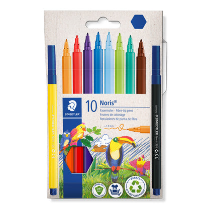 Noris Kleurstift 10 kleuren in kartonnen etui, waterbasis