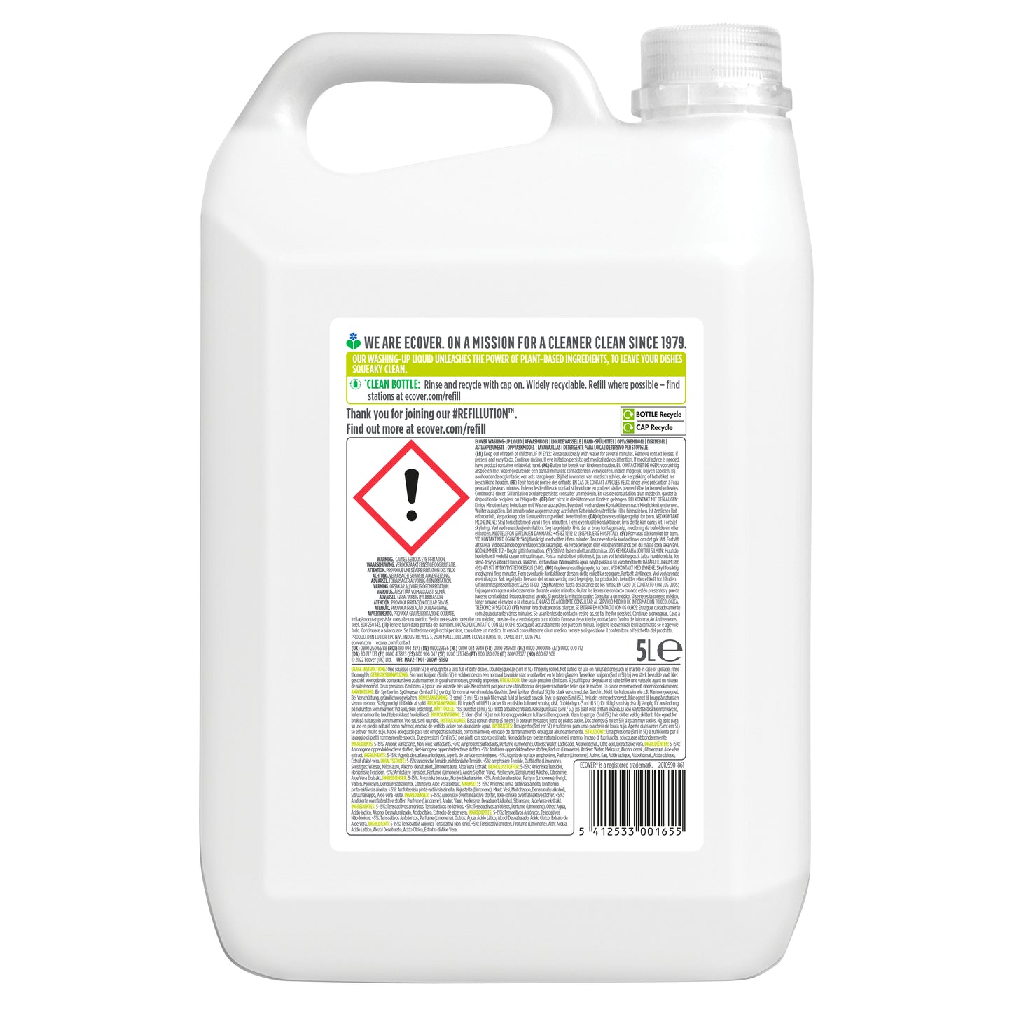 Ecover Citroen Aloe Vera Handafwasmiddel 5L, Milieuvriendelijk - 2