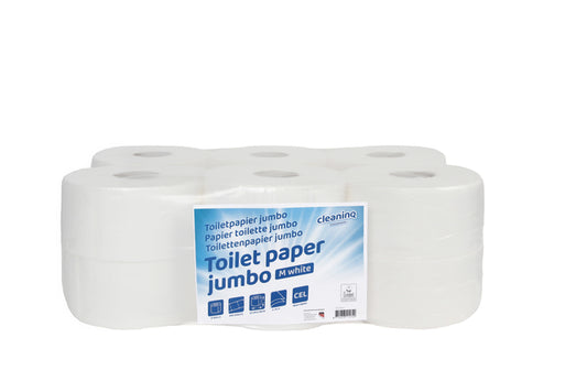 Cleaninq Mini Jumbo 2-laags Toiletpapier, 150m, Wit, 12 rollen