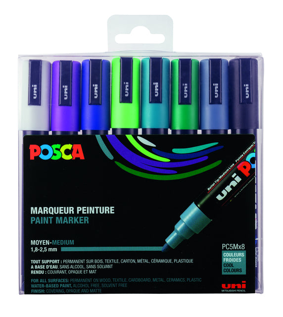 Posca PC5M M 8-Kleuren Set Koele Kleuren