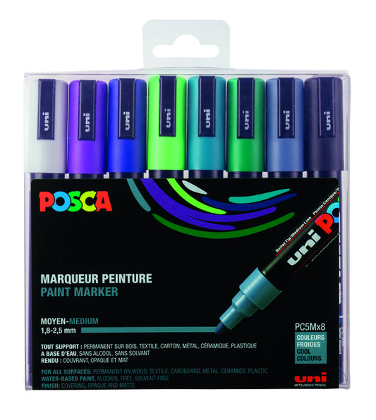 Posca PC5M M 8-Kleuren Set Koele Kleuren