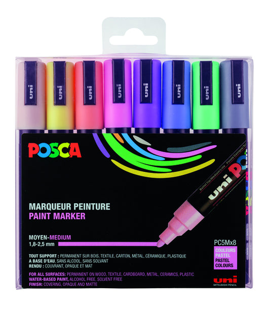 Posca PC5M M Pastel Verfstiftset 8 Kleuren