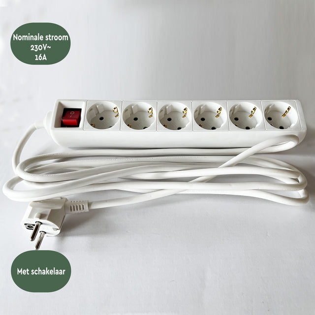 Stekkerdoos BRASQ 6-voudig met 3m kabel wit - 5
