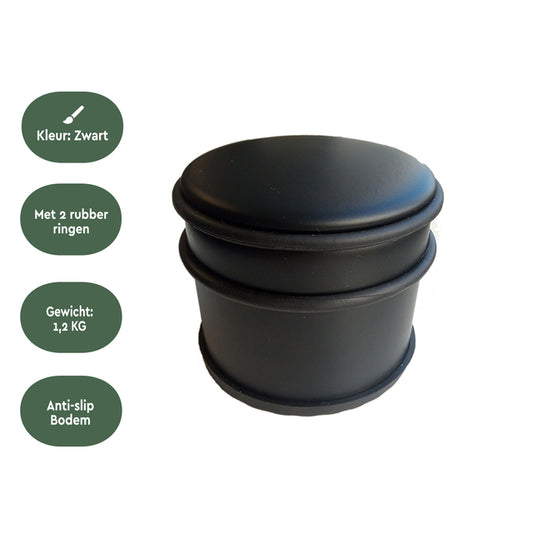 BRASQ Deurstopper met rubberen ringen, zwart - 3