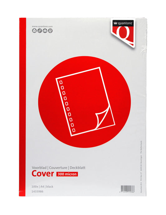 Voorblad A4 PP 300 micron Zwart, 100 stuks