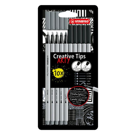 Creative Tips Stabilo Arty ass tips 10 stuks zwart/gs