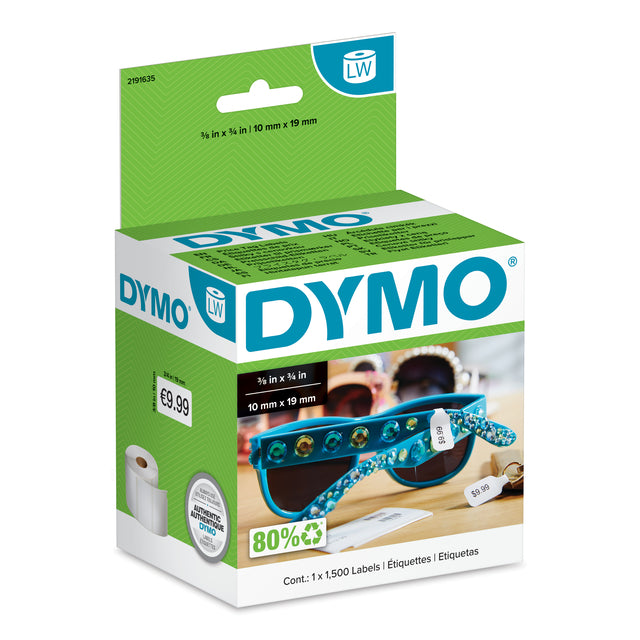 Dymo LabelWriter prijslabels 10x19mm, 1 stuk wit