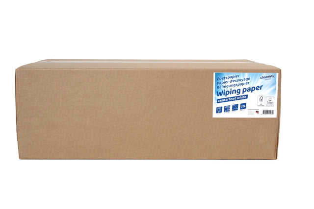 Cleaninq mini poetsrol, 1-laags, 20cm x 120m, wit, 12 stuks - 3