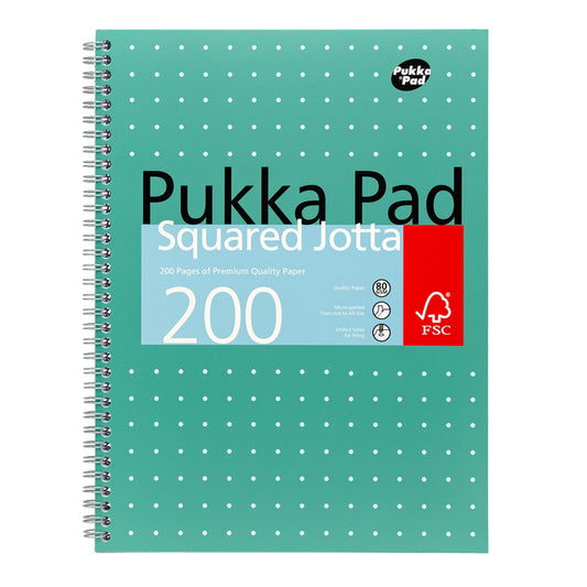 Collegeblok Pukka Jotta A4 met 5x5 lijnen, 200 pagina's, gelinieerd