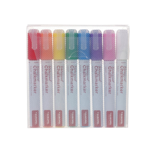 Krijtstift Europel watervast 3-6mm, set van 8 kleuren