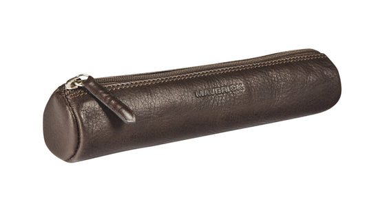 Ronde Pennenetui Maverick Brown uit Rundsleder