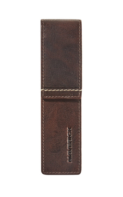 Maverick Rough Gear Leder etui voor 2 pennen, bruin