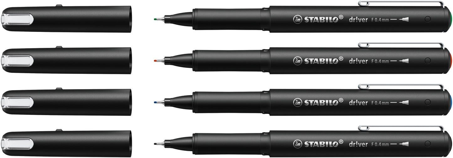 Fineliner STABILO dr!ver Fijn 4-kleuren set - 2