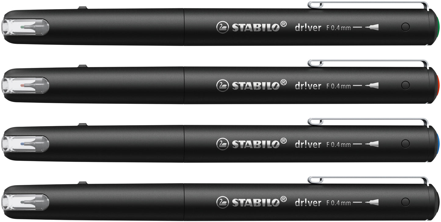 Fineliner STABILO dr!ver Fijn 4-kleuren set - 3