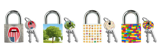 Hangslot Masterlock 30mm met gekleurd patroon en dubbele vergrendeling