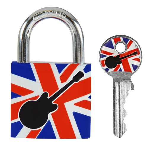 Hangslot Masterlock 30mm met gitaarmotief, dubbel vergrendeld