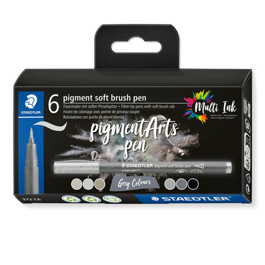 STAEDTLER pigment soft brush pen 6 kleuren, 97% gerecycled plastic