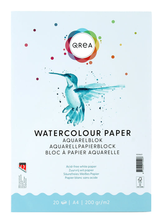 Aquarelblok Qrea A4 20 Vellen 200 g gelijmd