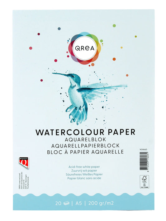 Aquarelblok Qrea A5 20 Vellen 200 g gelijmd