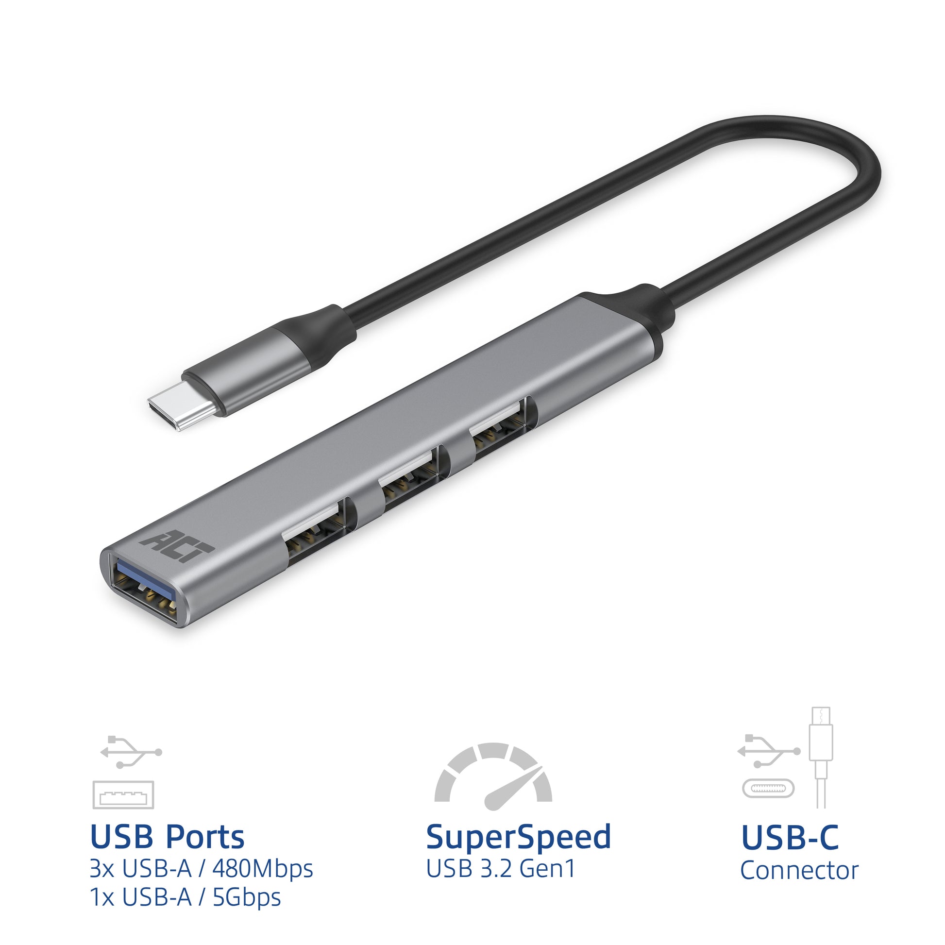 USB-C hub met 3 USB-A 2.0 en 1 USB-A 3.2 Gen1 poort - 2