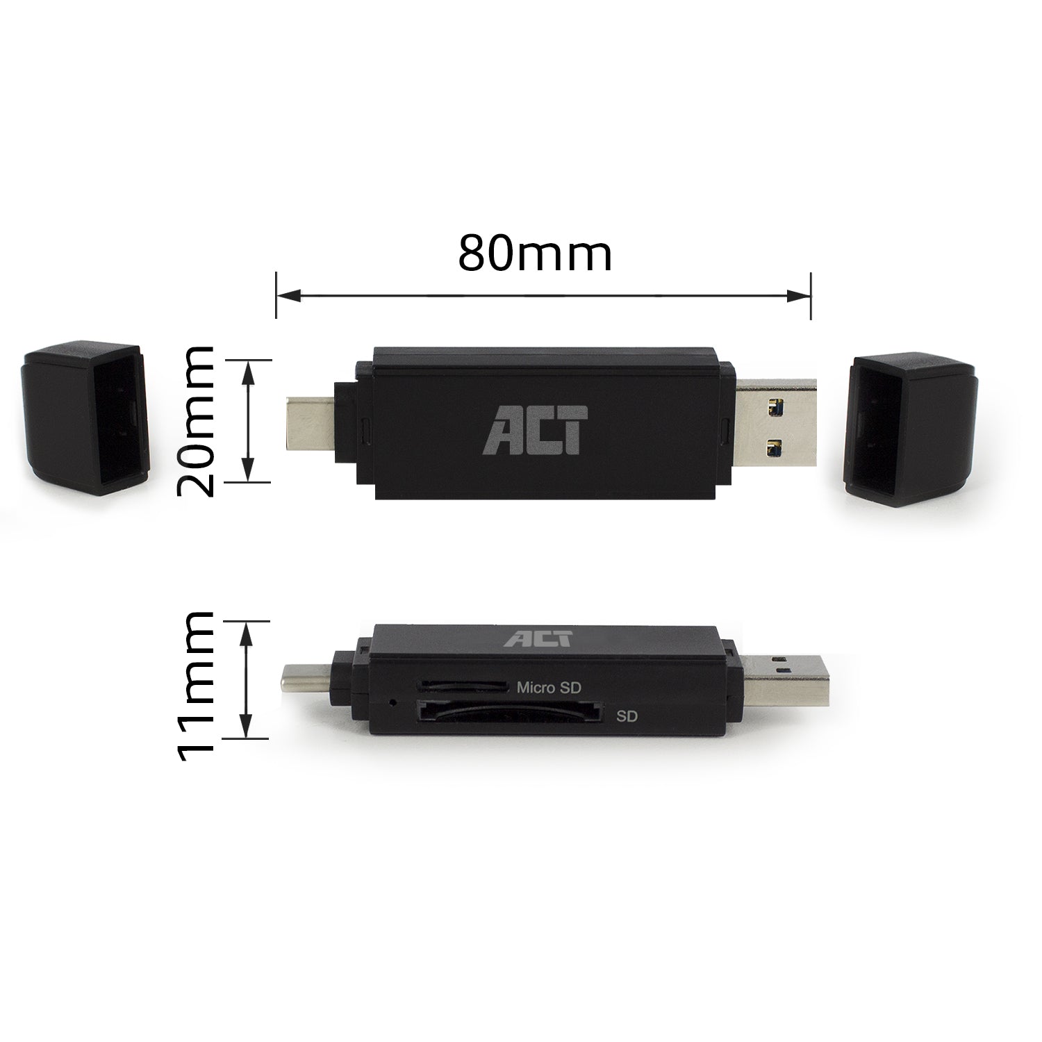 USB-C/USB-A 3.0 Kaartlezer met SD en Micro SD ondersteuning - 5