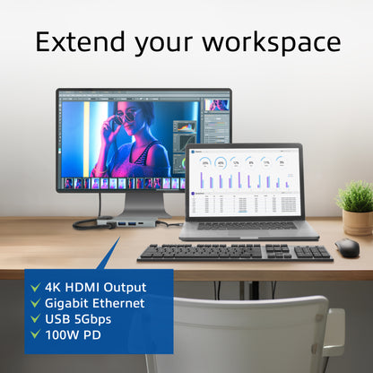 USB-C Docking Station voor 1 HDMI-monitor, Ethernet en USB-A - 5