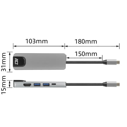 USB-C Docking Station voor 1 HDMI-monitor, Ethernet en USB-A - 6