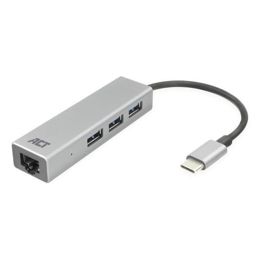 USB-C 3.2 Gen1 hub met 3 USB-A poorten en Gigabit Ethernet
