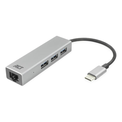 USB-C 3.2 Gen1 hub met 3 USB-A poorten en Gigabit Ethernet