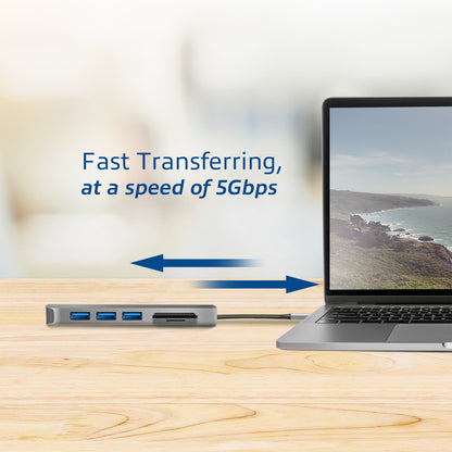 USB-C Hub 3.0 met 3 USB-A Poorten en Micro SD/SD Kaartlezer - 3