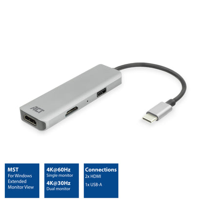 USB-C naar HDMI dual monitor adapter met MST ondersteuning - 2