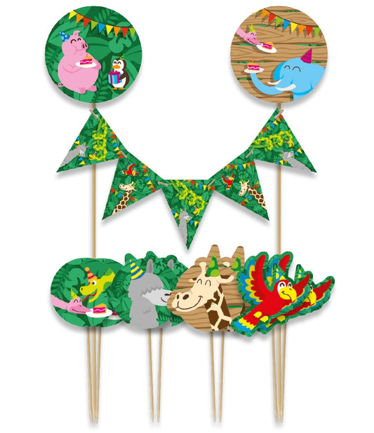 Jungle Cake Decoratie 9 Stuks voor feestelijke taarten