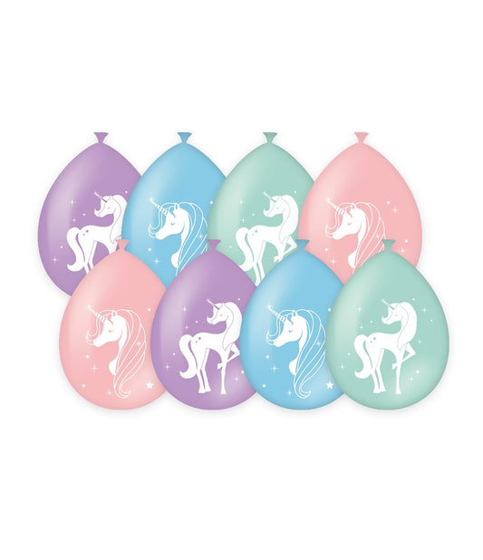Pastel unicorn ballonnen 30 cm, set van 8