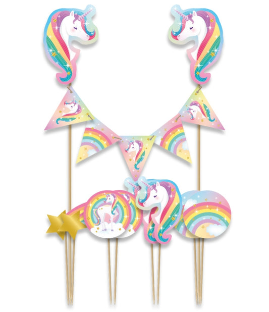 Unicorn Cake Decoratie 9 Stuks voor opvallende taarten