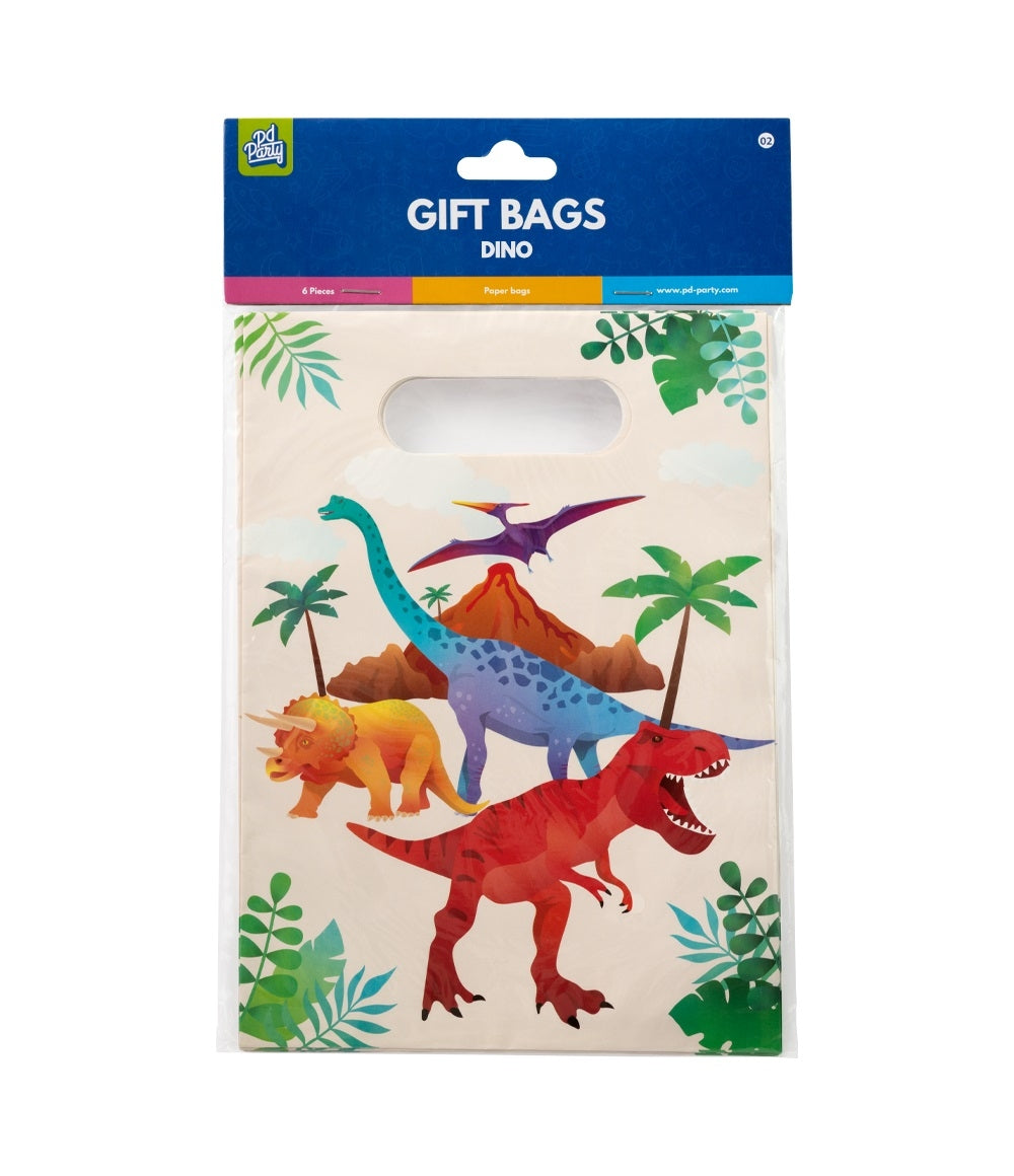 Dino Papier Gift Bags 23x16cm (6 stuks) - 2