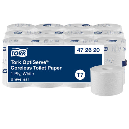 Tork T7 Universal Hulsloos 1-laags Toiletpapier, 144m, Wit