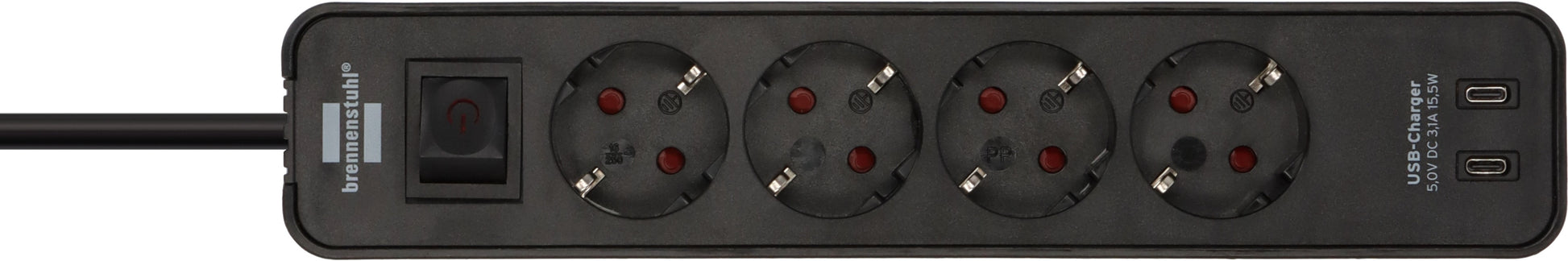Brennenstuhl Eco 4-voudige stekkerdoos met 2 USB-C poorten, 1,5 m kabel - 4