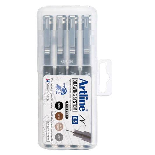 Artline technische fineliner set 0.5mm, 4 kleuren