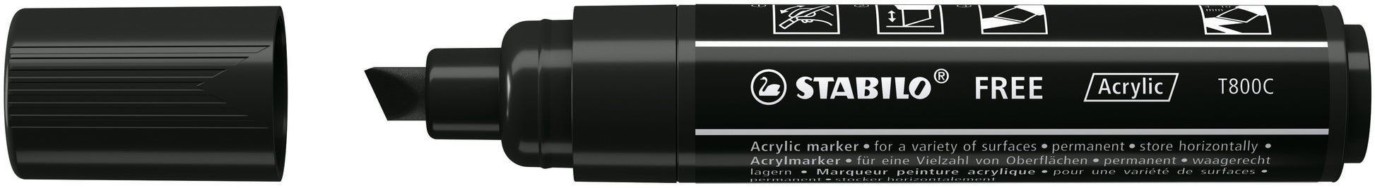 STABILO Free Acrylic Marker T800C Zwart – 2-10 mm beitelpunt