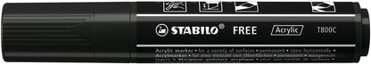 STABILO Free Acrylic Marker T800C Zwart – 2-10 mm beitelpunt - 2