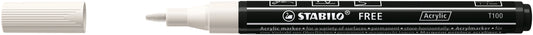 STABILO Free Acrylic Marker T100 Wit – 1-2 mm fijne punt